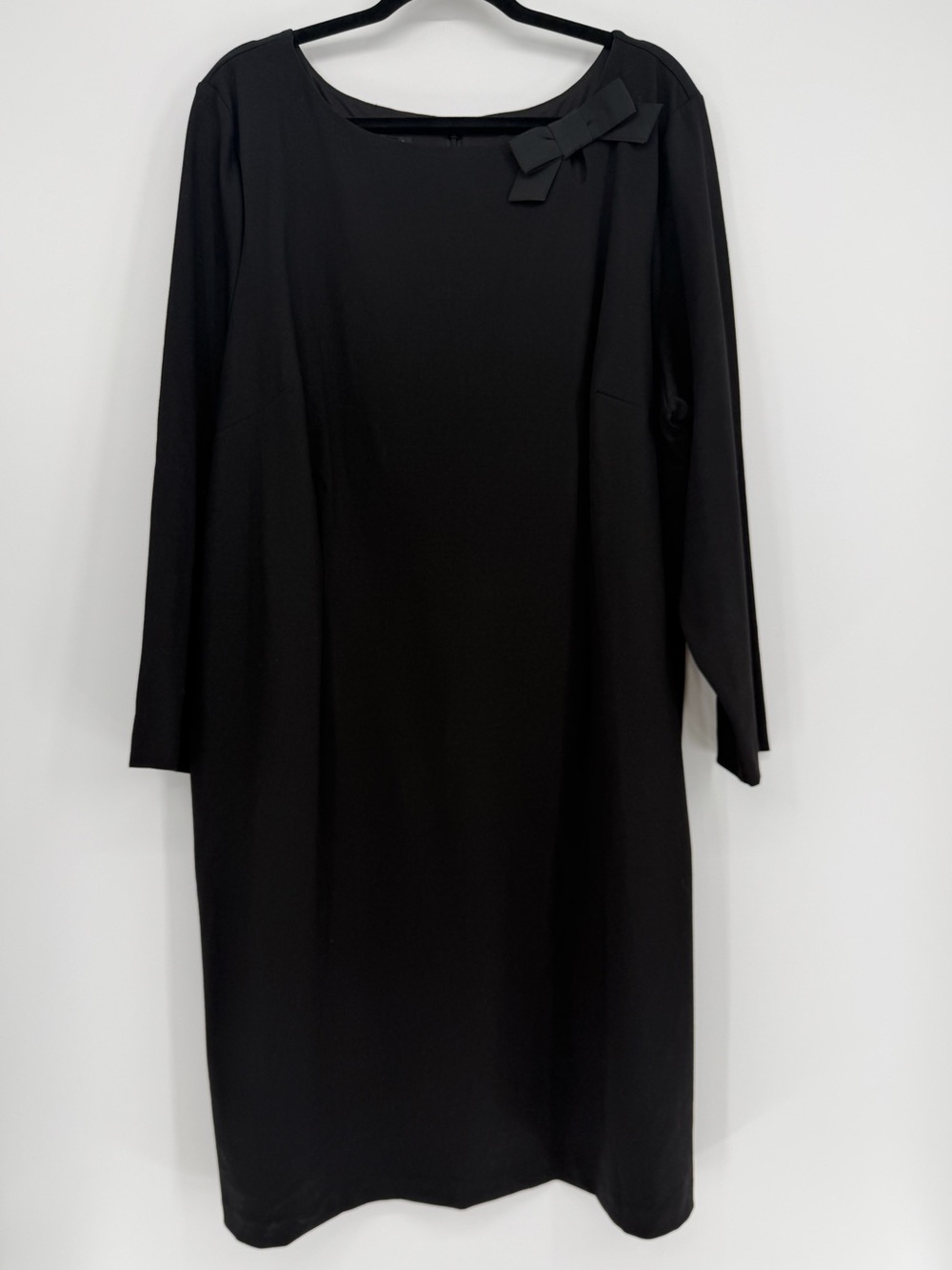 Talbots Sheath Dress Bow Neckline Black Long Sleeve Size 22W